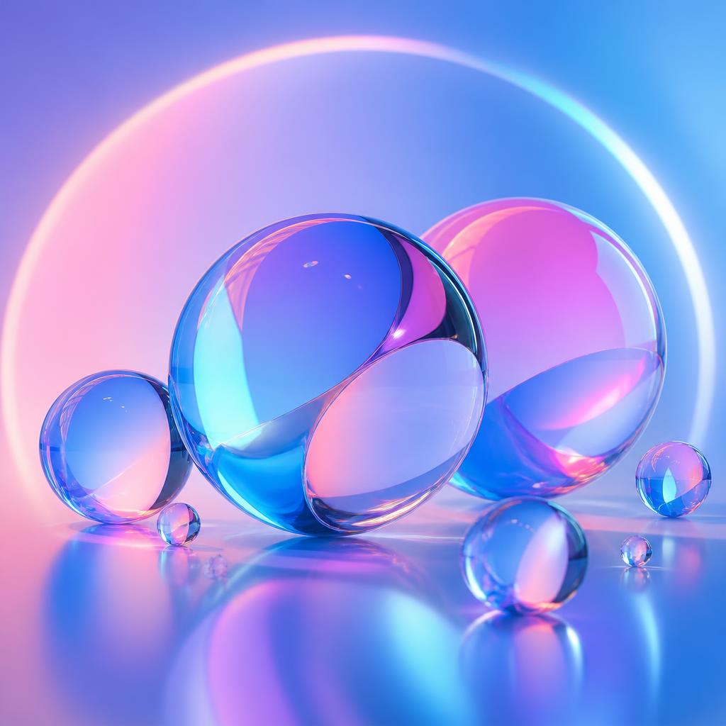 Abstract glass spheres in pastel light representing Synnexify's premium growth work